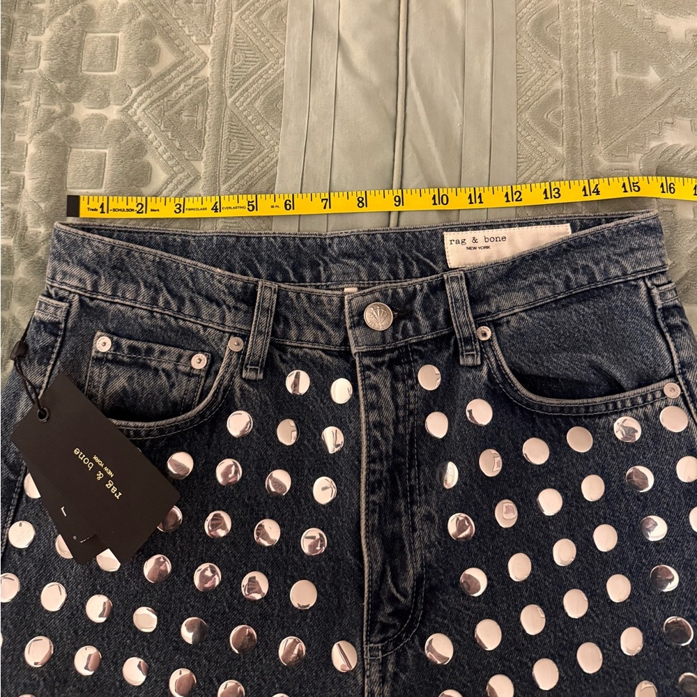 Rag & Bone Shea Relaxed Straight Jeans in Studded Kingston Size 28 - Picture 4 of 15